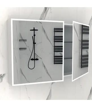 DutchLine Spiegelkast met LED_verlichting Quatro 120x70x13cm met Stopcontact