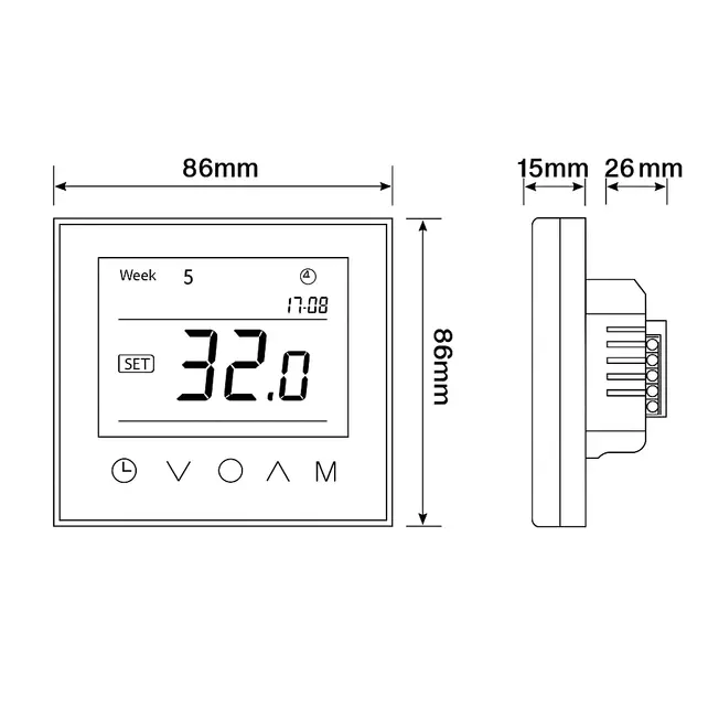 Digitale WiFi Klokthermostaat Zwart – Slimme inbouw thermostaat