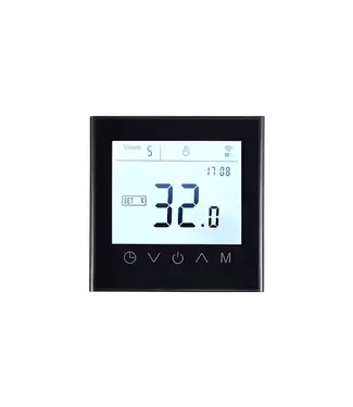 DutchLine Digitale WiFi Klokthermostaat Zwart – Slimme inbouw thermostaat