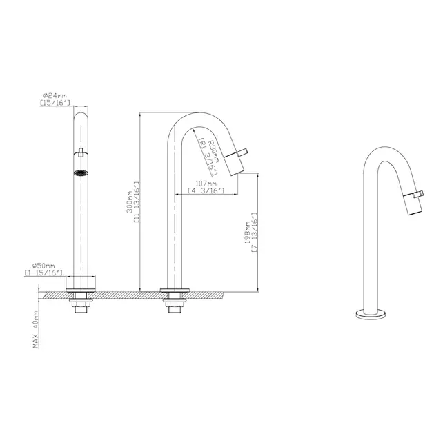 Fonteinkraan Hoog Dutchline Round XL 30cm – Gunmetal