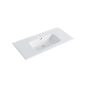 Wastafel 100cm wit Keramiek met Kraangat – Dutchline OVI