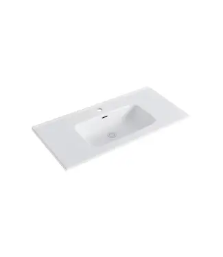 DutchLine Wastafel 100cm wit Keramiek met Kraangat – Dutchline OVI