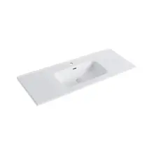 Wastafel 120cm enkel wasbak wit Keramiek met Kraangat – Dutchline OVI