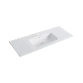 Wastafel 120cm enkel wasbak wit Keramiek met Kraangat – Dutchline OVI