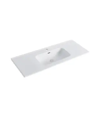 DutchLine Wastafel 120cm enkel wasbak wit Keramiek met Kraangat – Dutchline OVI