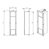 Inbouw Reserve Rol en Toiletrolhouder Rana 74x19x12cm RVS