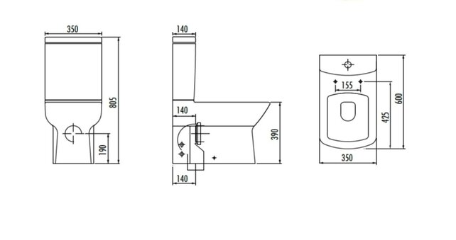 Staand toilet Onderpot Creavit Lara Glans Wit OA/PK