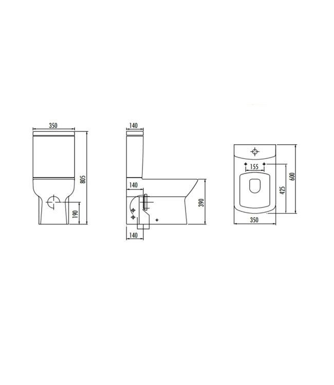 CREAVIT Staand toilet Onderpot Creavit Lara Mat Zwart OA/PK