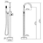 Vrijstaande Badkraan met thermostaat S-Grip Chroom