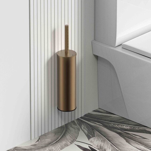 Wc borstel met houder Aloni Stria Mat Bruin Brons PVD-gecoat - Staand / Hangend