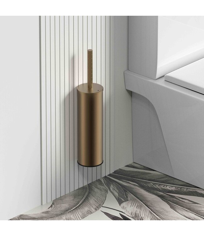 Wc borstel met houder Aloni Stria Mat Bruin Brons PVD-gecoat - Staand / Hangend