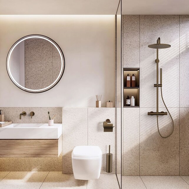 Toiletrolhouder Stria Mat Bruin Brons (PVD-gecoat) met klep