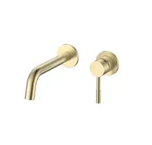 Inbouw Wastafelkraan S-Grip Geborsteld Messing Afbouwdeel met Cold-start en PVD