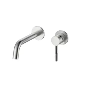 Inbouw Wastafelkraan S-Grip Geborsteld Staal Afbouwdeel met Cold-start