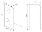 Inloopdouche Douchewand Curvea Helderglas 120x200cm Anti-kalk - 20.3568