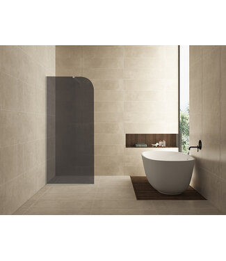 Wiesbaden Inloopdouche Douchewand Curvea Rookglas 90x200cm Anti-kalk - 20.3587