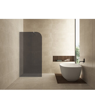 Wiesbaden Inloopdouche Douchewand Curvea Rookglas 100x200cm Anti-kalk - 20.3588