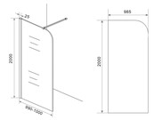 Inloopdouche Douchewand Curvea Rookglas 100x200cm Anti-kalk - 20.3588