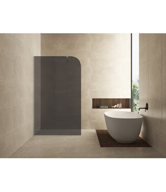 Wiesbaden Inloopdouche Douchewand Curvea Rookglas 120x200cm Anti-kalk - 20.3589