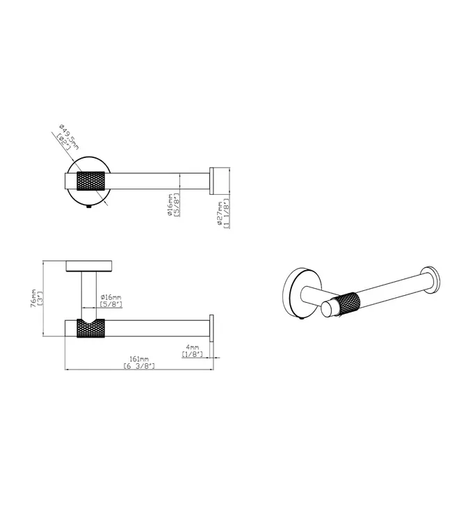 Toiletrolhouder Dutchline Grip Gunmetal (PVD-gecoat)