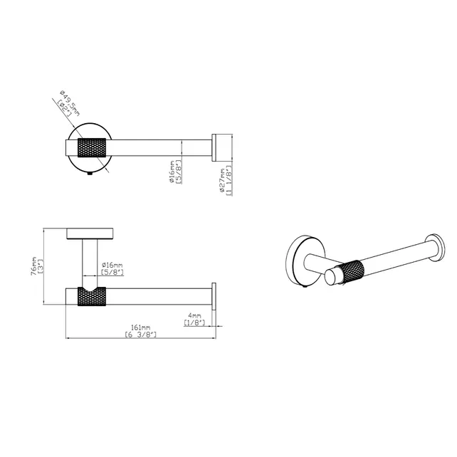 Toiletrolhouder Dutchline Grip Mat Zwart (PVD-gecoat)