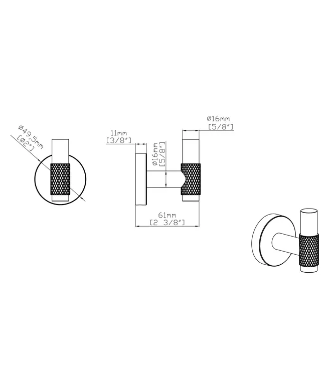 Handdoekhaak Grip Geborsteld Staal met reliëf