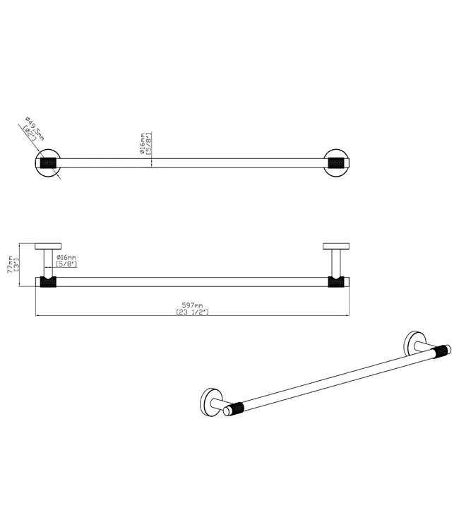 Handdoekrek Grip Chroom 60cm met reliëf