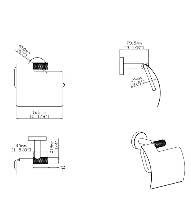 Toiletrolhouder met klep Grip Brons Koper (PVD-gecoat)