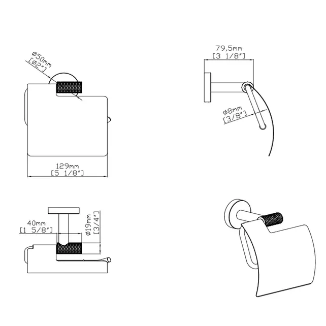 Toiletrolhouder met klep Grip Geborsteld Goud (PVD-gecoat)