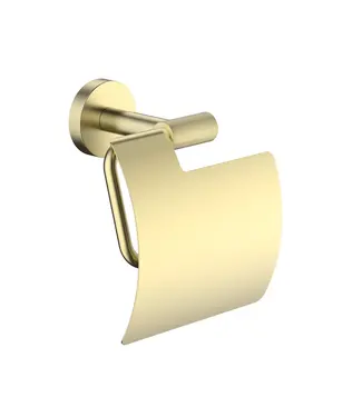 DutchLine Toiletrolhouder met klep Grip Geborsteld Goud (PVD-gecoat)