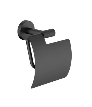 DutchLine Toiletrolhouder met klep Grip Mat Zwart