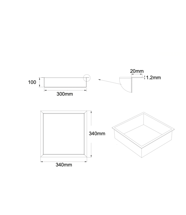 Nisjes badkamer Geborsteld Koper 30x30x10cm Inbouwnis Douche