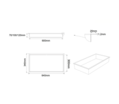 Nisjes badkamer RVS 60x30x10cm Inbouwnis Douche