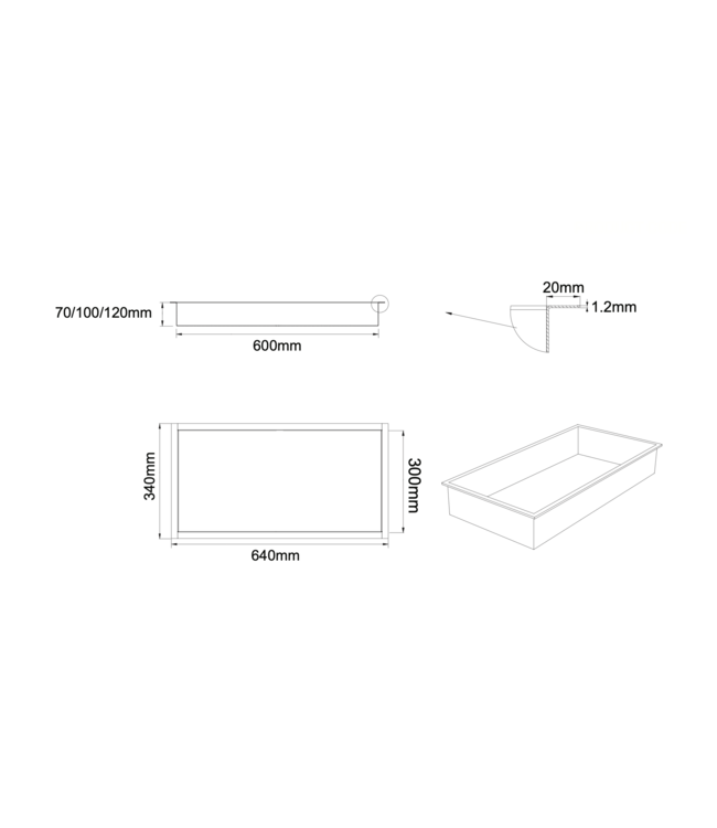 Nisjes badkamer Geborsteld Koper 60x30x10cm Inbouwnis Douche
