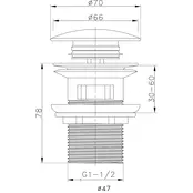 Afvoerplug Clickwaste met overloop LUXE RVS 7,8cm