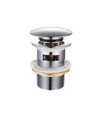 DutchLine Afvoerplug Clickwaste met overloop LUXE Geborsteld Staal 7,8cm