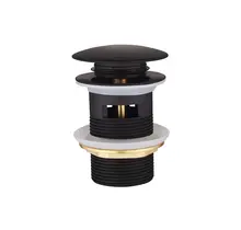 Afvoerplug Clickwaste met overloop LUXE Mat Zwart 7,8cm