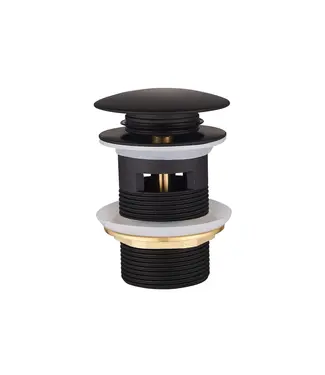 DutchLine Afvoerplug Clickwaste met overloop LUXE Mat Zwart 7,8cm