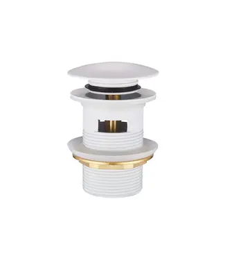 DutchLine Afvoerplug Clickwaste met overloop LUXE Mat Wit 7,8cm