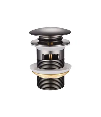 DutchLine Afvoerplug Clickwaste met overloop LUXE Gunmetal 7,8cm - PVD-gecoat