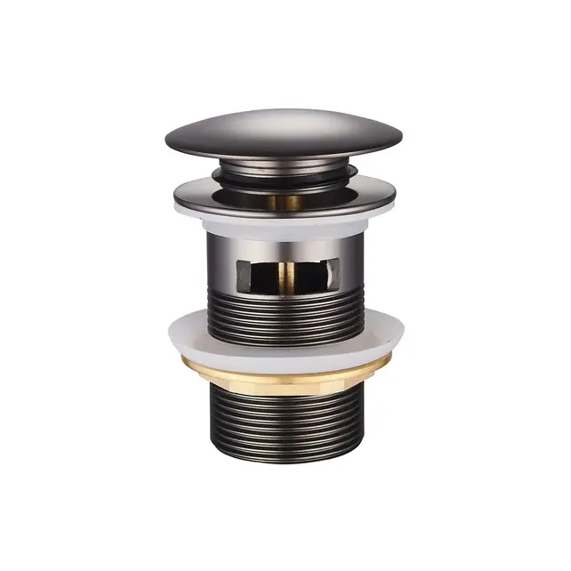 Afvoerplug Clickwaste met overloop LUXE Gunmetal 7,8cm - PVD-gecoat