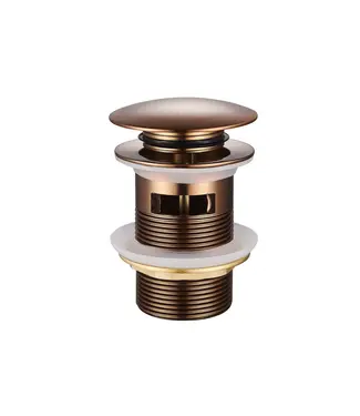 DutchLine Afvoerplug Clickwaste met overloop LUXE Brons Koper 7,8cm - PVD-gecoat