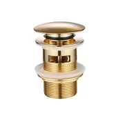 Afvoerplug Clickwaste met overloop LUXE Geborsteld Goud 7,8cm - PVD-gecoat