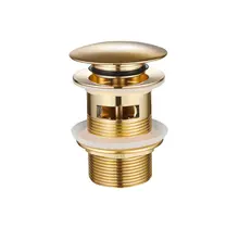 Afvoerplug Clickwaste met overloop LUXE Geborsteld Goud 7,8cm - PVD-gecoat