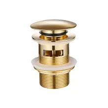 Afvoerplug Clickwaste met overloop LUXE Geborsteld Goud 7,8cm - PVD-gecoat