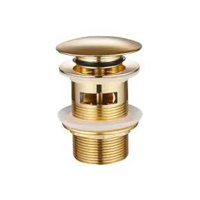 Afvoerplug Clickwaste met overloop LUXE Geborsteld Goud 7,8cm - PVD-gecoat