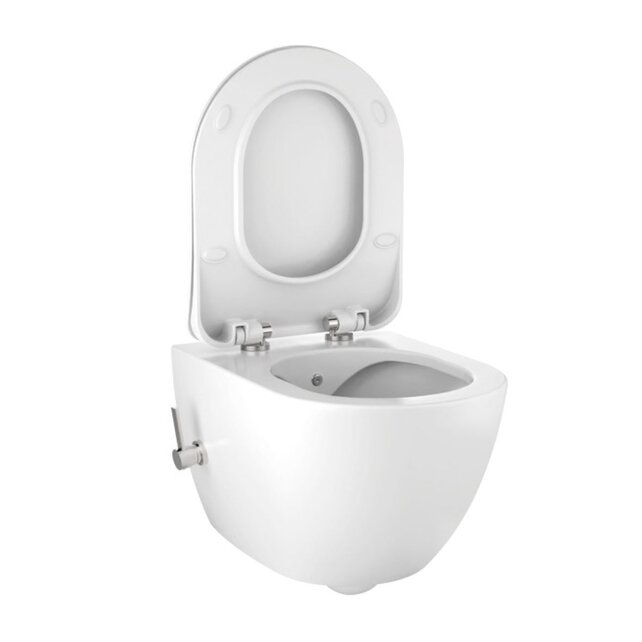 Hangtoilet met Bidet Randloos met geïntegreerd Koud kraan incl. softclose toiletbril