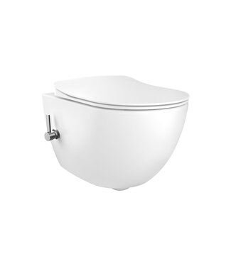 CREAVIT Hangtoilet met Bidet Randloos met geïntegreerd Koud kraan incl. softclose toiletbril