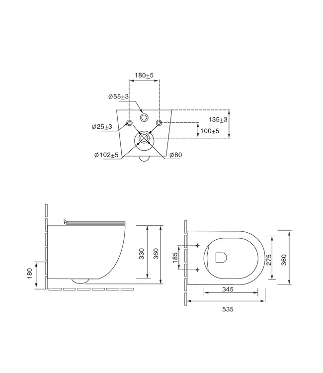 Hangtoilet Luccio Mat Wit - excl. wc-bril