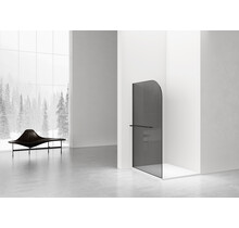 Inloopdouche Douchewand Curvy Zwart met rookglas 120cm 8mm veiligheidsglas met anti-kalk